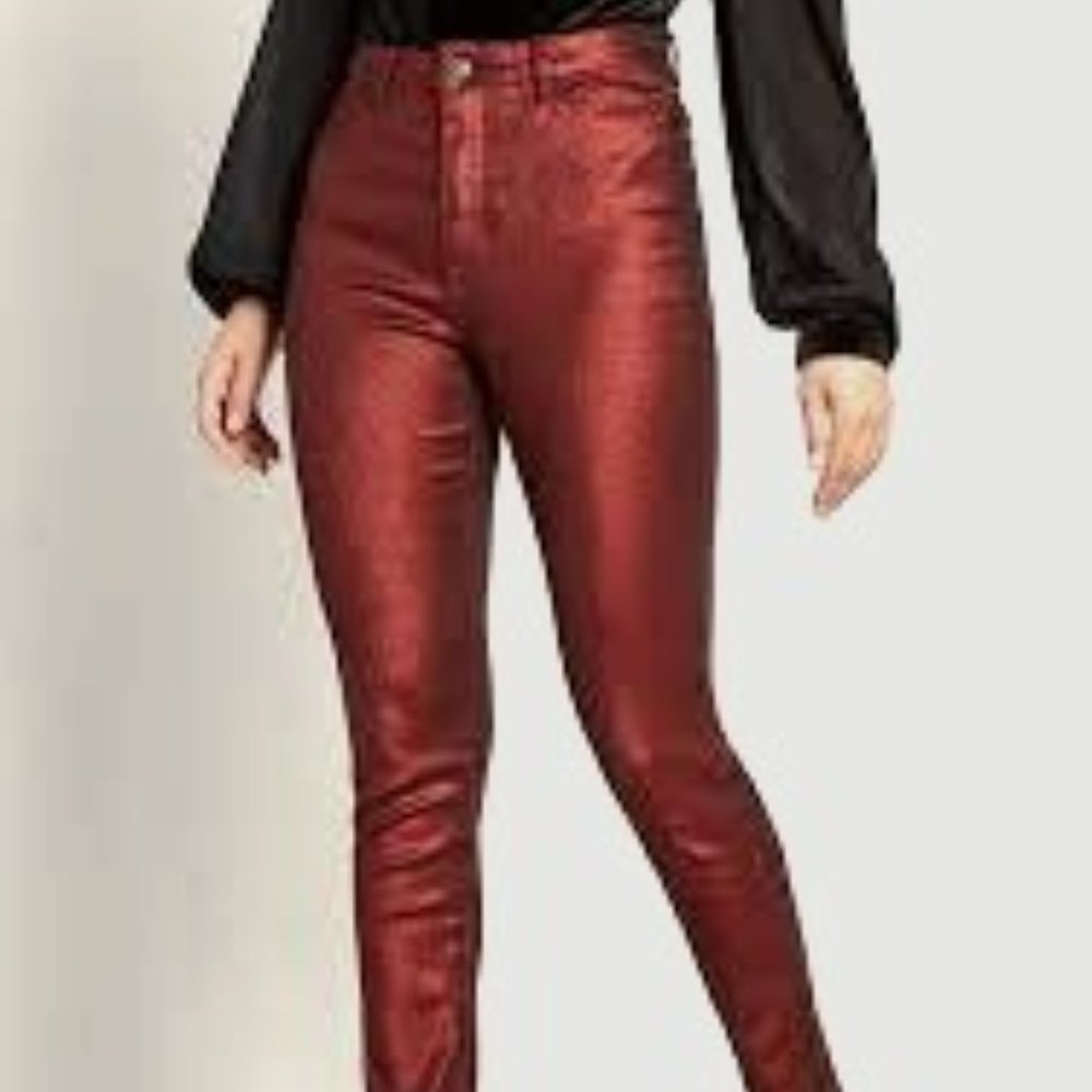 ModCloth: The Hollywood Metallic Denim Cigarette Pants sz 12